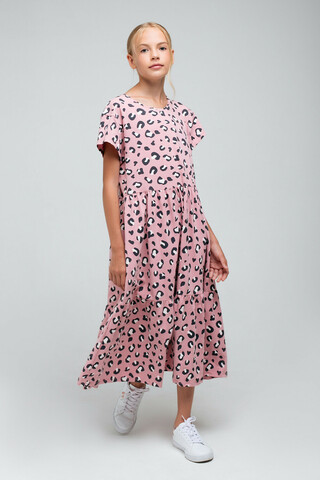 Платье  для девочки  КБ 5758/розовый зефир,леопард к74