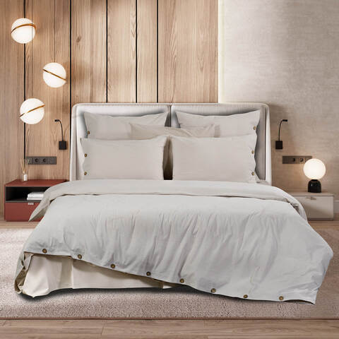 Постельное белье 2 спальное евро Sharmes Rustic бежевая полоса