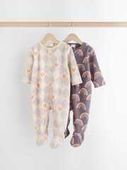 Комбинезон / Cлип флисовый для малышей Next N77-707, 2 шт., Кремовый, Серый
