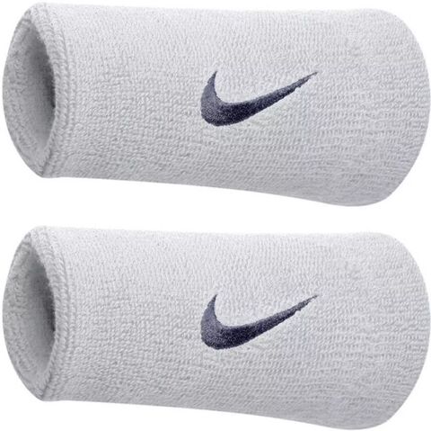 Теннисные напульсники Nike Swoosh Double-Wide Wristbands - white/obsidian