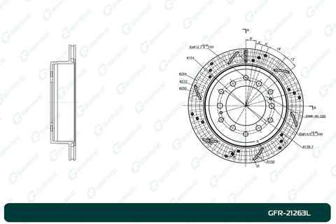 Диск тормозной перфорированный вентилируемый G-brake GFR-21263L левый