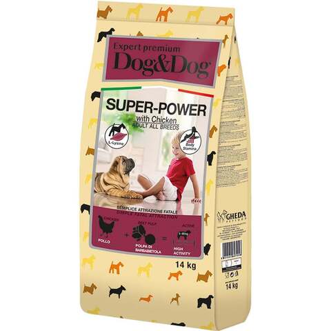 Dog&Dog Expert Premium Super-Power Сухой корм с курицей для взрослых активных собак 14 кг