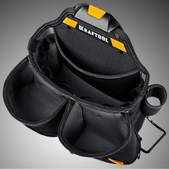 KRAFTOOL KP-15 с быстросъёмным креплением FastClip, 15 карманов и петель, 350 х 320 мм, поясная сумка (38771)