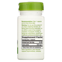 Nature's Way, Garlic Bulb, 580 mg, 100 Vegan Capsules