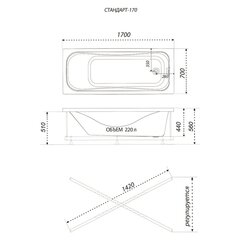 ВАННА АКРИЛОВАЯ TRITON СТАНДАРТ 170х70 с ножками