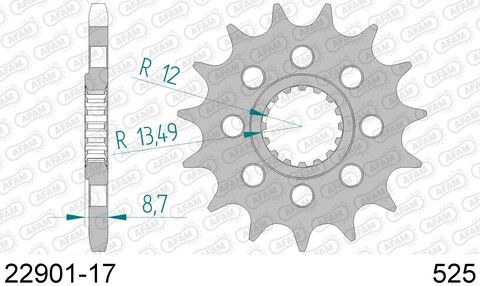 22901-17 звезда передняя (ведущая) стальная , 525, AFAM