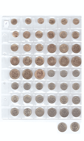 Набор из 50 монет СССР, номиналом от 1 копейки до 20 копеек (без повторов). VF-XF (1)