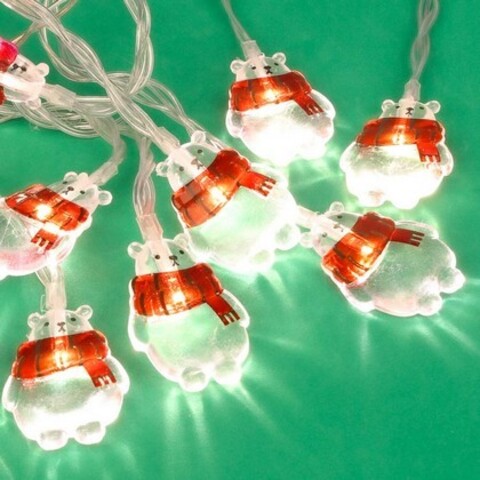 Симба 381-231 Гирлянда эл. насадка Медвежонок Снежик 2м, 10LED*шампань, пост.свеч, ПВХпрозр, акрил,2хАА