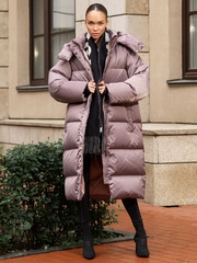 MAXI пуховик с объемным капюшоном, CAPPUCCINO 🧋