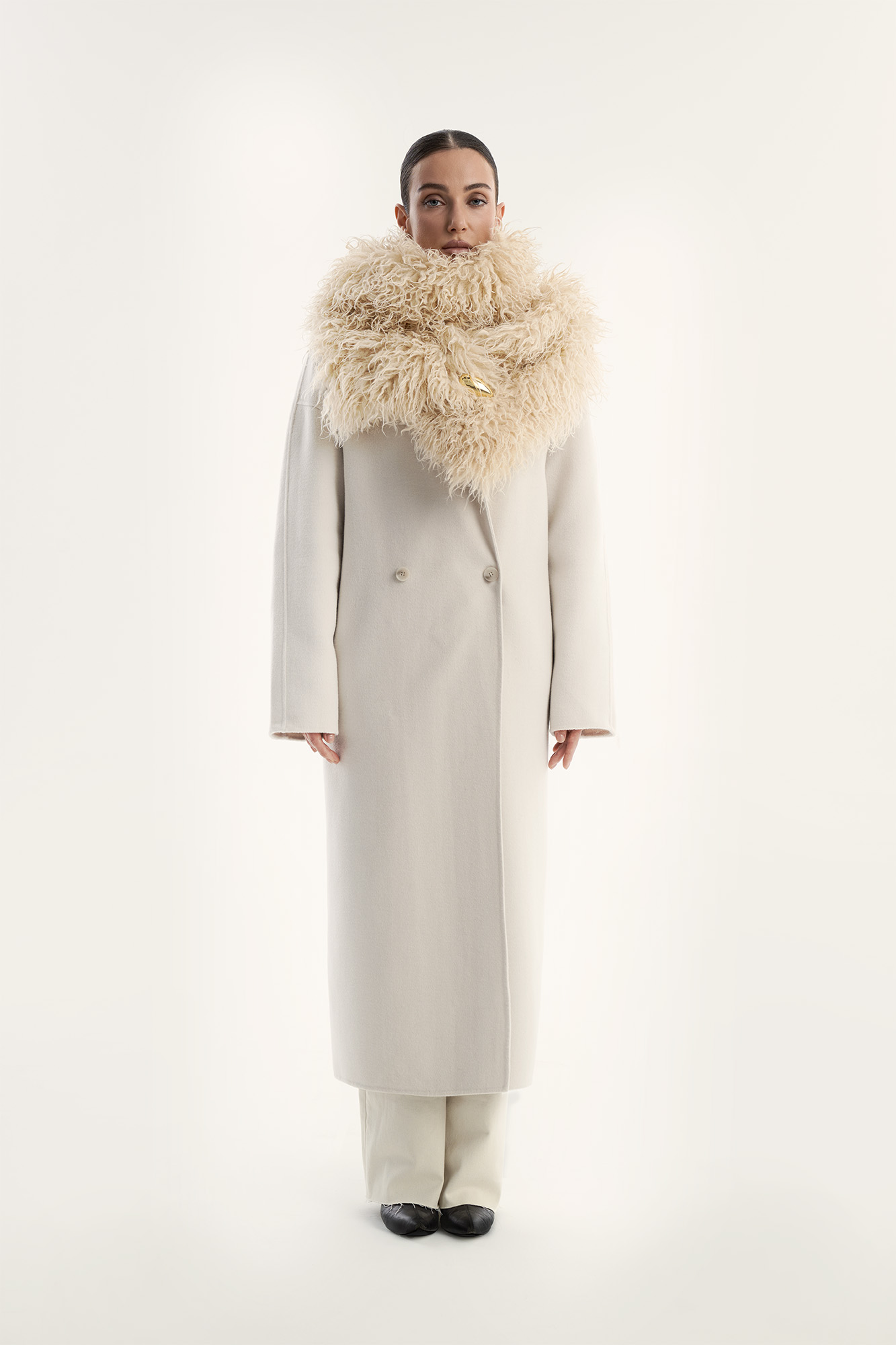 Шарф меховое боа беж