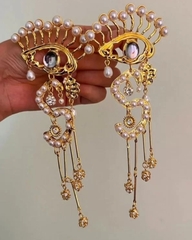 Серьги крупные в стиле Schiaparelli с подвесками S доллар