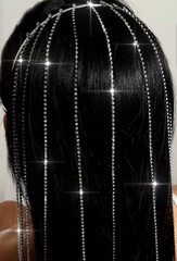 Ободок однорядный для волос из кристаллов с длинными подвесками