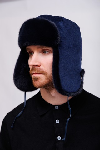 CUDGI Шапка-ушанка шерстяная с мехом