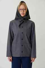 Косынка из костюмной серой шерсти