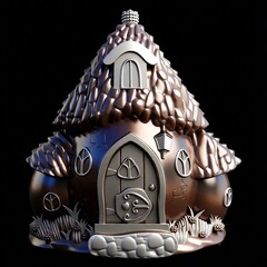 Силиконовый молд № 426 домик Грибы 2 D ( серия домики для гномов и фей)