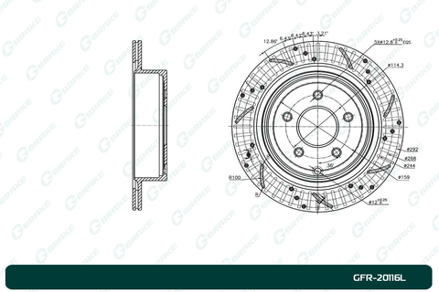 Диск тормозной перфорированный вентилируемый G-brake GFR-20116L левый