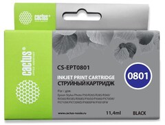 Картридж струйный Cactus CS-EPT0801 T0801 черный (11.4мл) для Epson Stylus PhotoP50, PX650, PX660, PX700, PX700W, PX710, PX710W, PX720, PX720WD, PX800, PX800FW, PX810, PX810FW, PX820, PX820FWD, R265, R285, R360, RX560, RX585, RX685