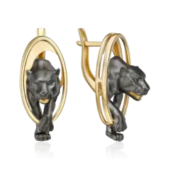 Серьги «Королевы саванны» с английским замком из лимонного золота