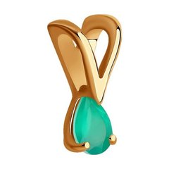 51-330-01312-3 - Подвеска капелька из золота 585пр с зелеными агатом