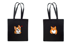 Тканевая сумка двусторонняя "Корги - любовь"