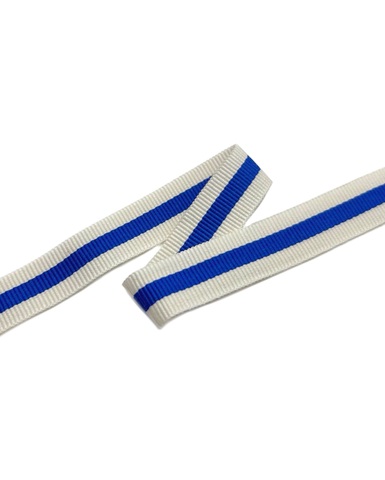 Репсовая лента в полоску, цвет: молочный/синий, ширина: 15 мм