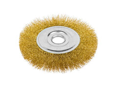 45-2-115 Щетка-крацовка дисковая, латунированная стальная проволока, посадочный d=22,2 мм, 150мм (РемоКолор)