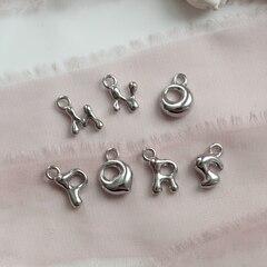 Подвески буквы M, N, O, P, Q, R, S родий, 13 мм, 1 шт, П713, П714, П715, П716, П717, П718, П719