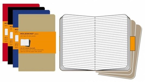 Набор 3 блокнота Moleskine Cahier Journal Large, цвет клюквенный, в линейку