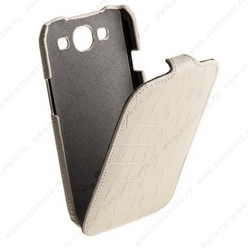 Чехол-флип Melkco для Samsung Galaxy S3 i9300 Leather Case Jacka Type (Crocodile Print Pattern - White)