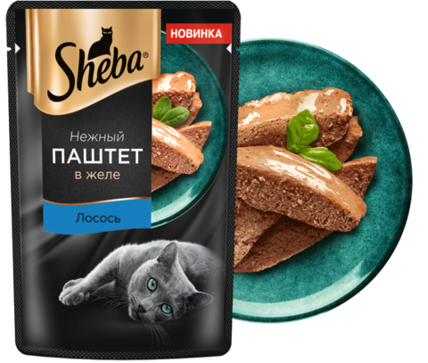 Sheba пауч для взрослых кошек (лосось) паштет 75 г