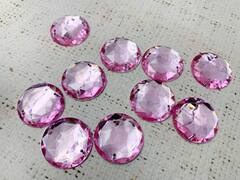 Стразы пришивные акрил, d 2,5 см, розовый