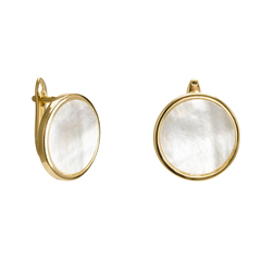Серьги круглые с Перламутром, gold
