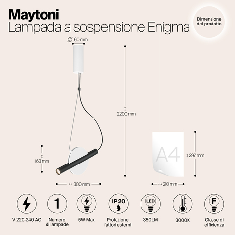 Подвесной светодиодный светильник Maytoni Enigma MOD150PL-L5W3K