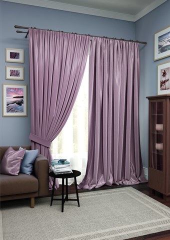 Комплект штор Авери с тюлем нежно-фиолетовый