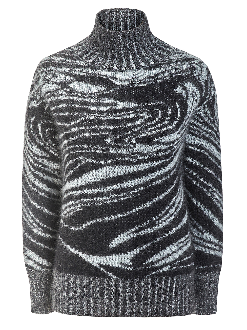 Женский свитер черного цвета из мохера