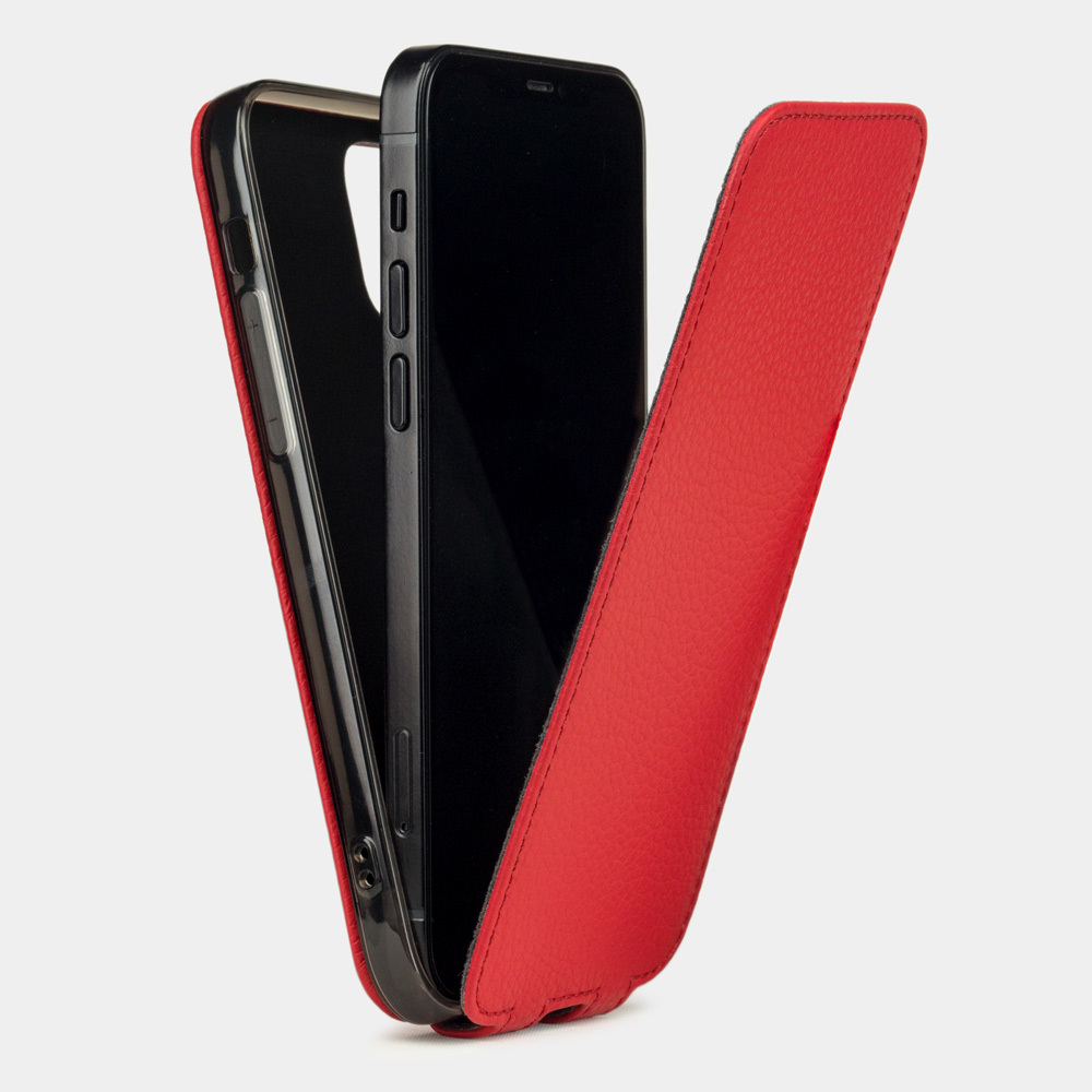 Чехол для iPhone 12 Mini из натуральной кожи теленка, красного цвета