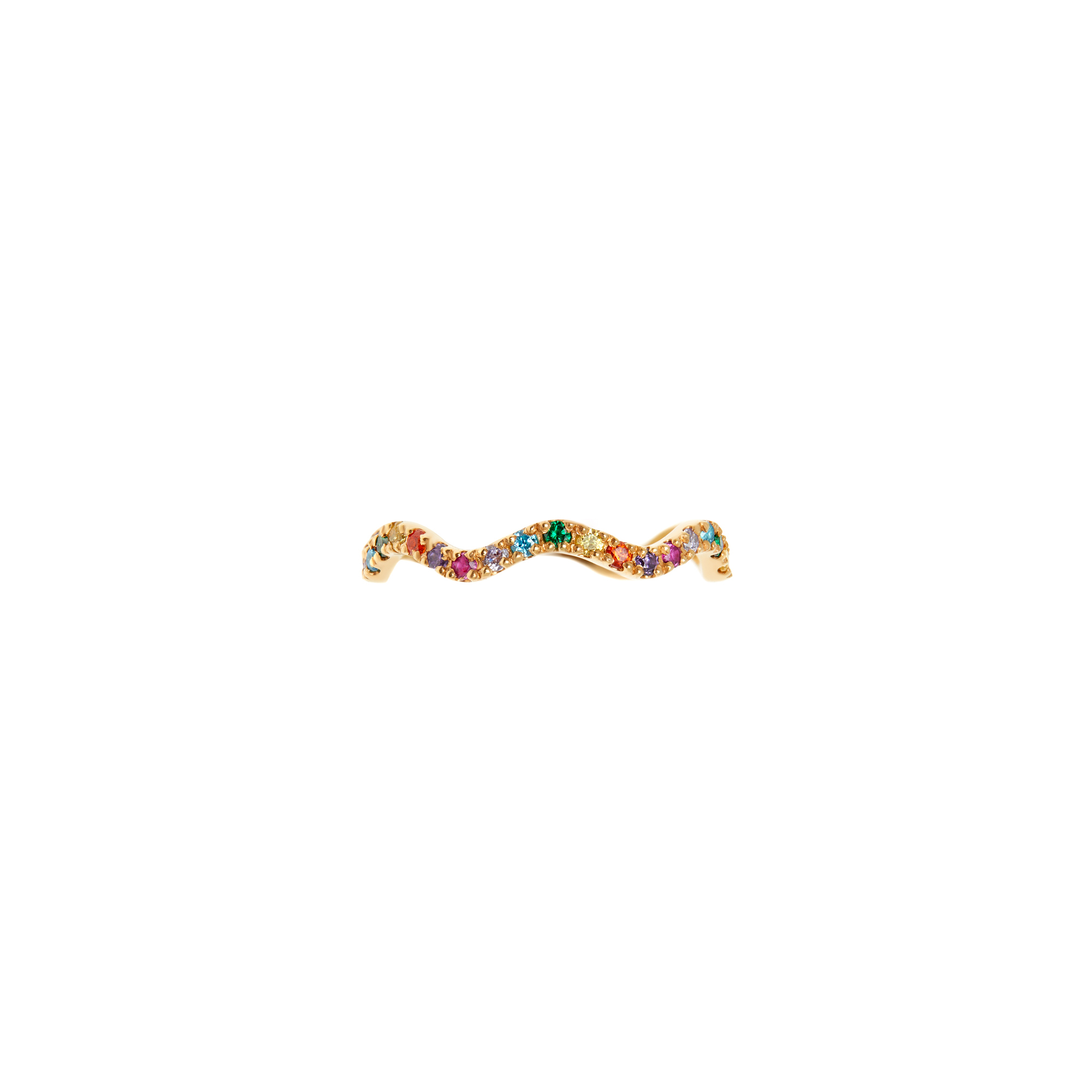 VIVA LA VIKA Кольцо Wave Pave Ring – Gold Rainbow