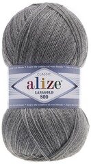 ALIZE "LANAGOLD 800", 49% шерсть, 51% акрил, 100 гр, 800 м, 21 серый меланж