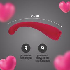 Двусторонний стимулятор с вибрацией и вакуумным всасыванием - 17,6 см. - 