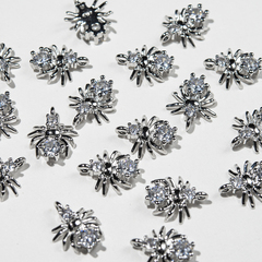 Подвеска "Паук", 13,5*11,5мм, фианиты, родирование