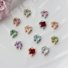 Подвеска Сердце с фианитом 13*11 мм, розовый, родий, П345