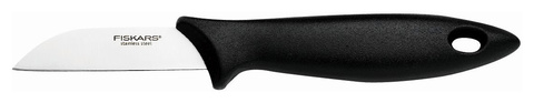 Нож кухонный Fiskars Essential (1023780) стальной для чистки овощей и фруктов лезв.70мм прямая заточка черный