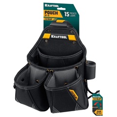 KRAFTOOL KP-15 с быстросъёмным креплением FastClip, 15 карманов и петель, 350 х 320 мм, поясная сумка (38771)