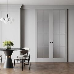 Раздвижная двустворчатая дверь Profil Doors 3.1.2 (р.8) PD лайт грей остеклённая