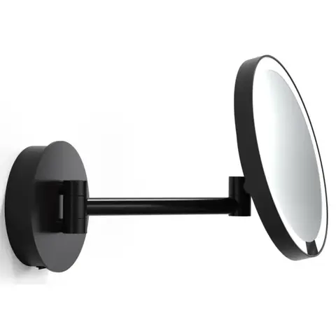 122460 Decor Walther Round Just Look WD Косметическое зеркало 21.5см, подвесное, увел. 5x, подсветка LED, от электросети, цвет: черный матовый