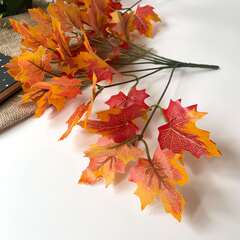 Клён осенний, зелень искусственная, декоративный букет 29 см., набор 3 букета