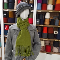 Домотканный шарф из Мериноса с ангорой Сочный фисташковый