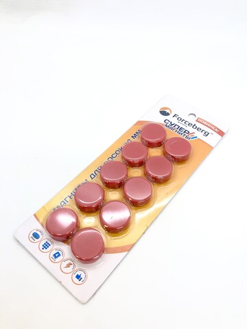 Магнит для магнитной доски FORCEBERG 20 мм, красный, 10шт.