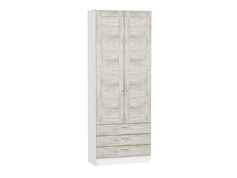 Шкаф двухстворчатый Стиль ШК-803 с ящиками Nordic Oak Белый
