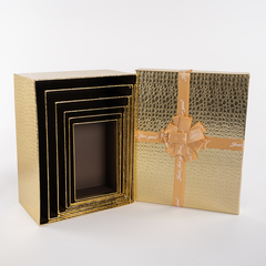 Коробка одиночная, Прямоугольник, Эффектный подарок, Золото, Металлик, 32*25*14 см, 1 шт.